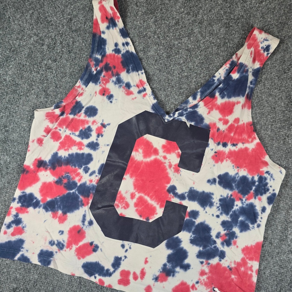 PINK Victoria's Secret Cleveland Gaurdians‎ Tie Dye Cropped Tank Top Women's M
